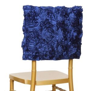 16" Navy Blue Satin Rosette Chiavari Chair Caps, 300 Chair Back Covers
